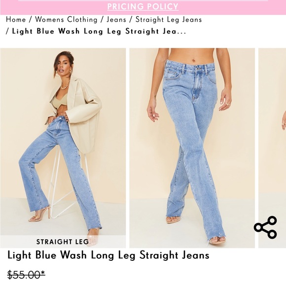 PLT Light Blue Wash Long Leg Straight Jeans (never worn) - Picture 4 of 5